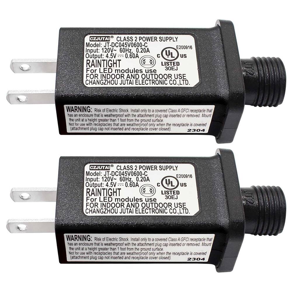 ACJPR - 4.5V LED Power Adapter – 2-Pack, 0.6A, Class 2, Waterproof, for Lights