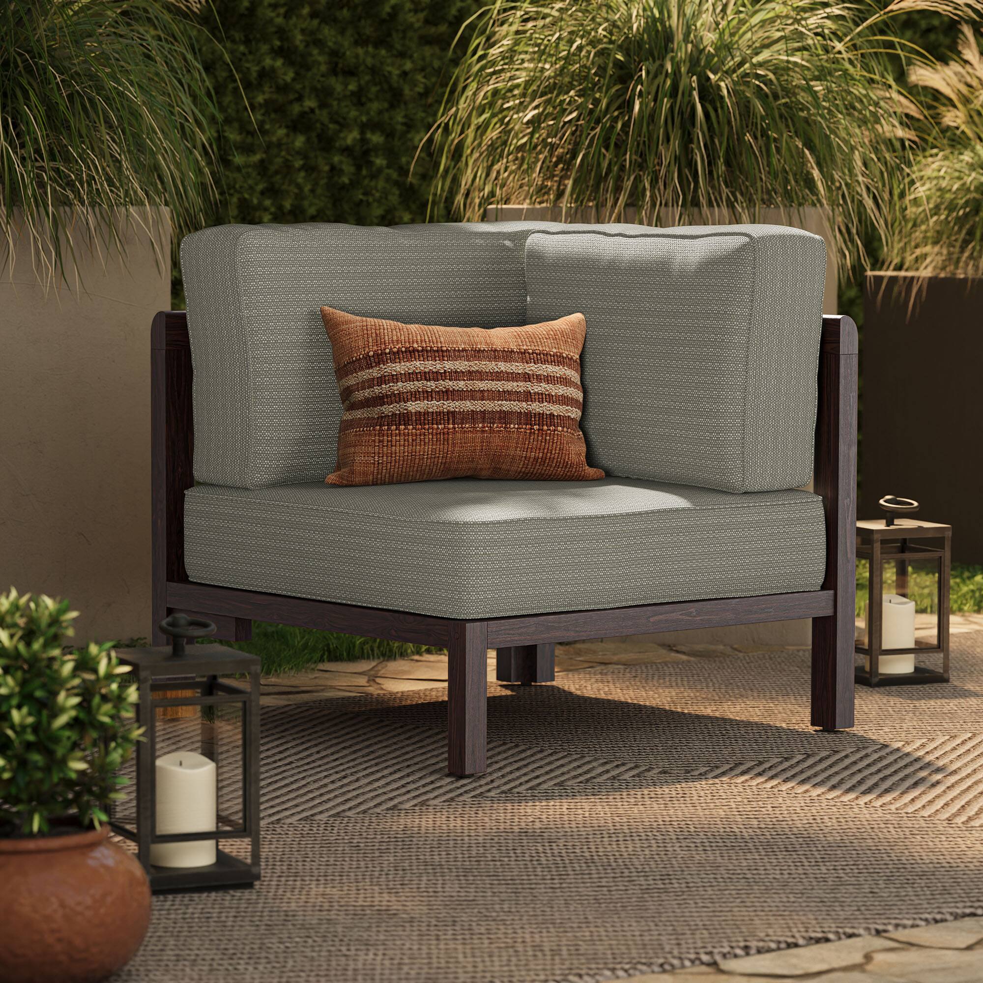 Front. Modway - Kona Outdoor Teak Wood Corner Modular Chair by Modway - Ash.
