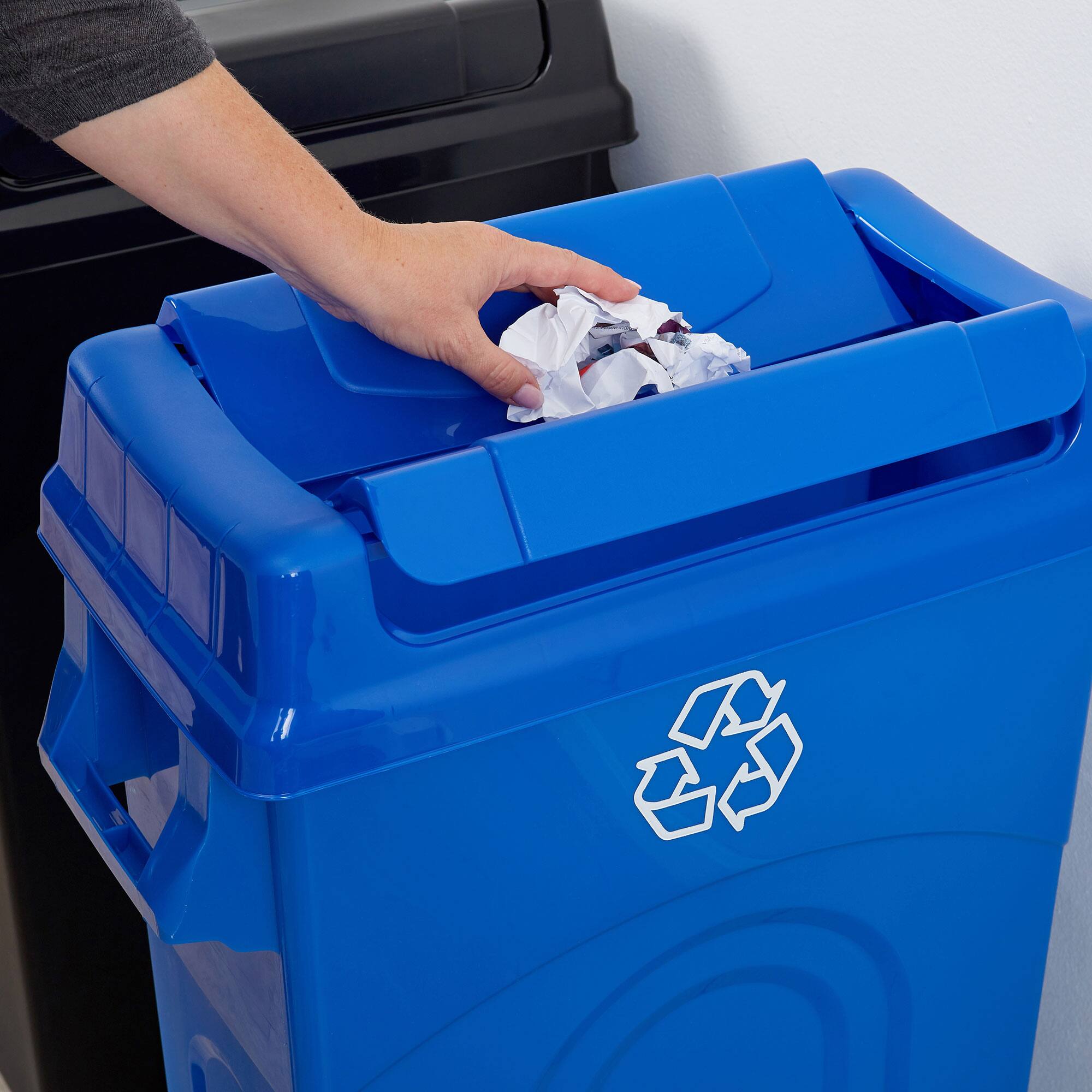 Alt View 7. United Solutions - United Solutions 23 Gallon Highboy Kitchen Recycling Bin with Swing Lid, Blue - Recycle Blue.