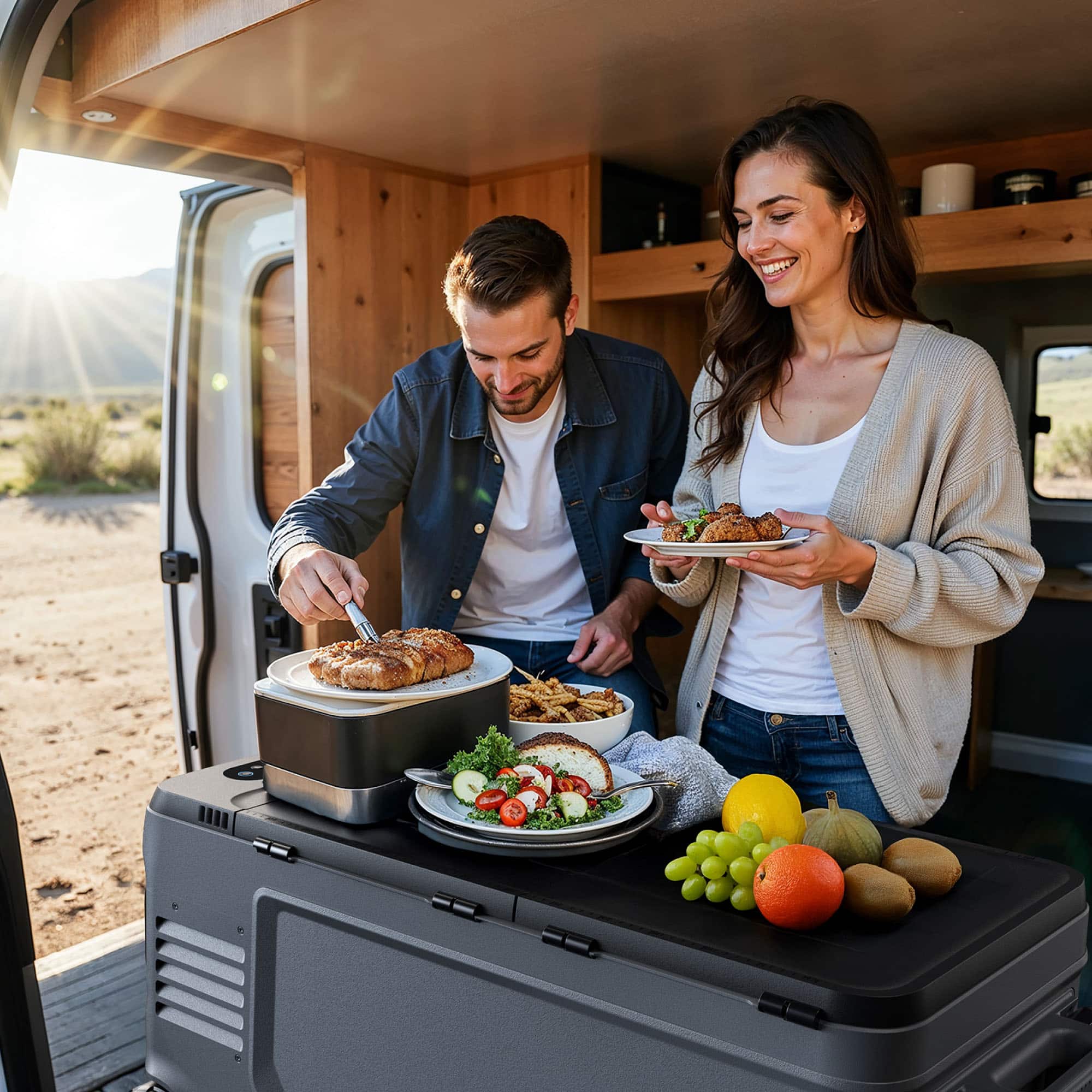 Alt View 11. Anker - SOLIX Everfrost 2 Electric Cooler 58L(61QT) with 288Wh Plug in Battery, Refrigerator/Freezer, Powered by AC/DC/Solar - Gray.