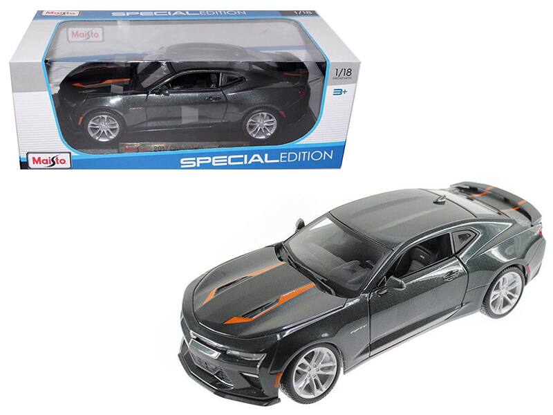 Maisto - 2017 Chevrolet Camaro SS with Orange Stripes "50th Anniversary" "Special Edition" Series 1/18 - Gray Metallic