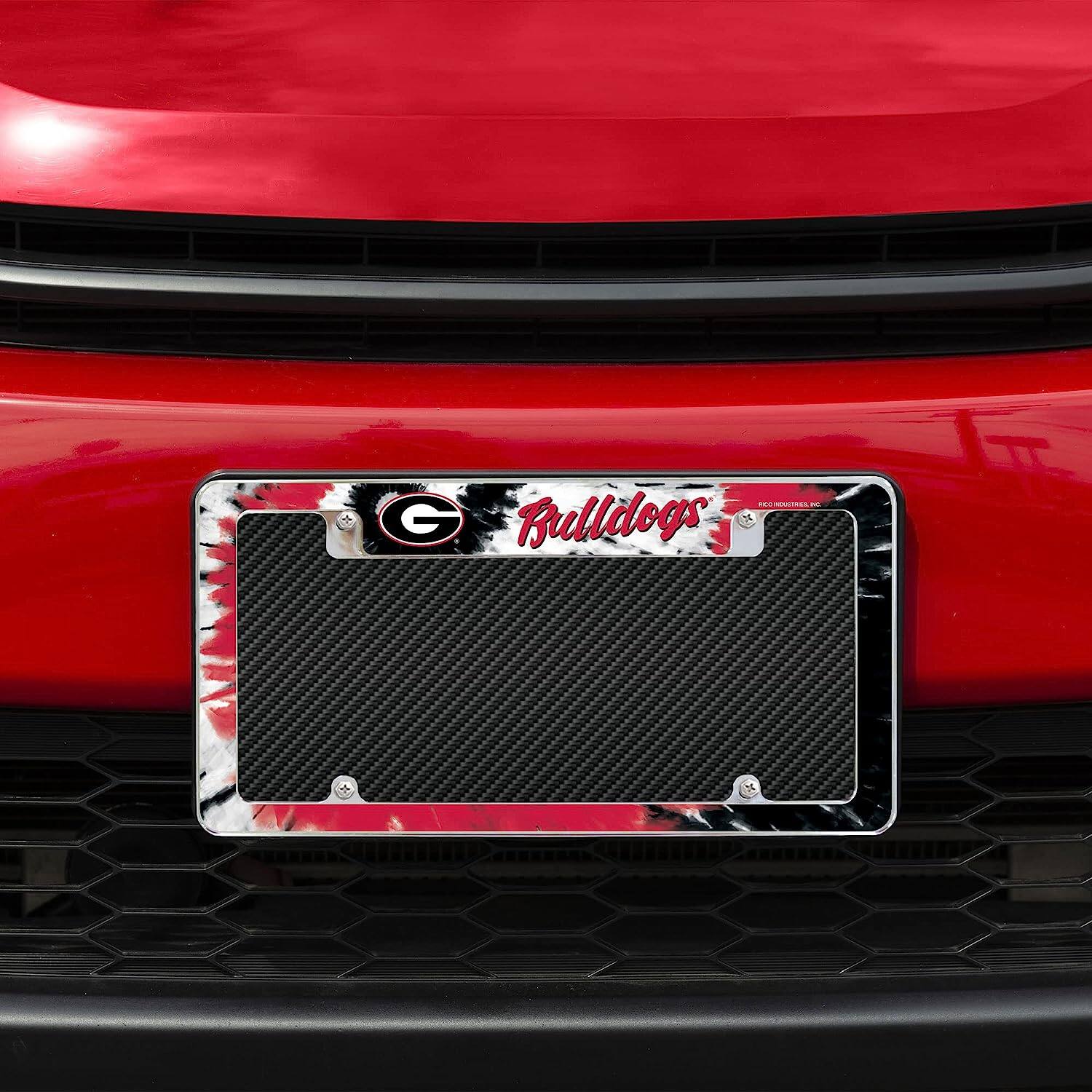 Alt View 1. Rico Industries - Georgia Bulldogs Chrome Metal License Plate Frame with Bold Tie Dye Design - Multi.
