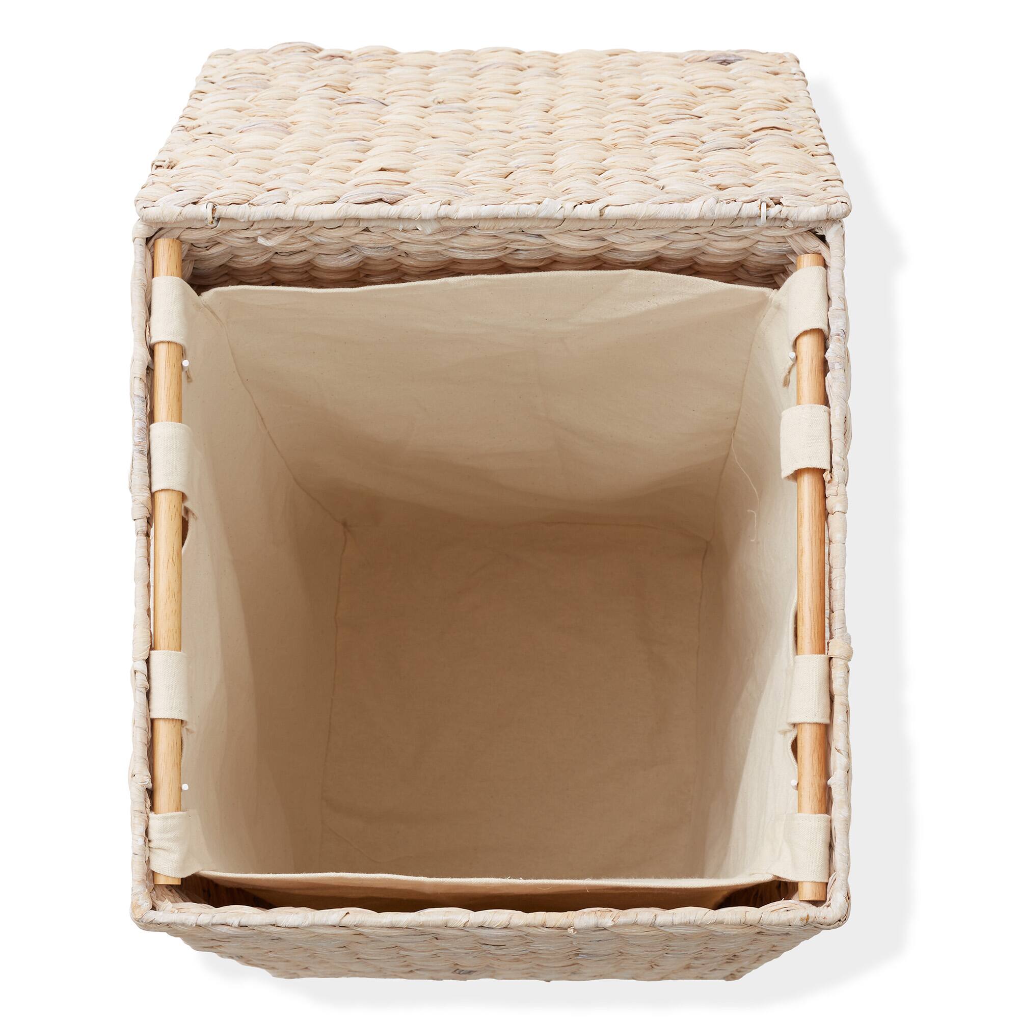 Alt View 5. Casafield - Square Laundry Hamper Basket w Lid and Liner for Clothes - Water Hyacinth - Whitewash.