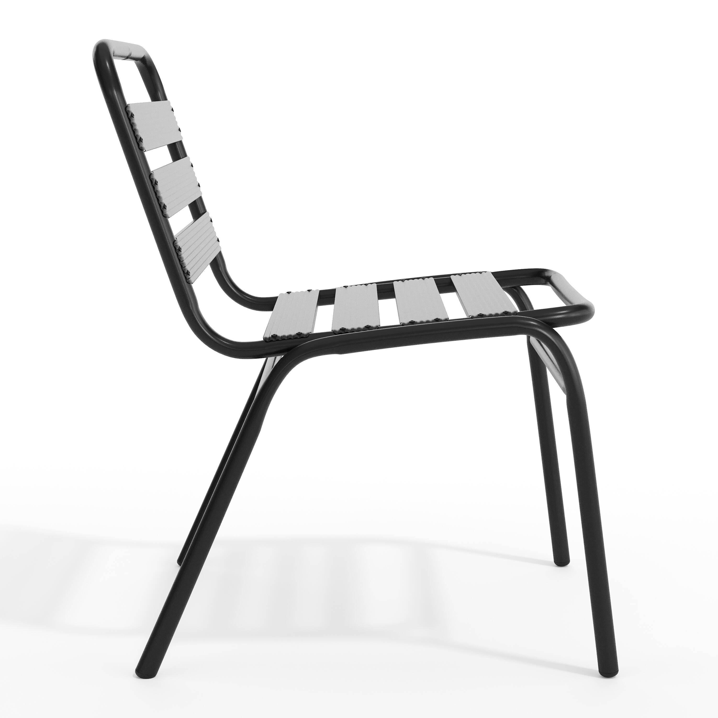 Alt View 10. Emma + Oliver - Metal Commercial Indoor-Outdoor Armless Restaurant Stack Chair with Triple Slat Back - Black.