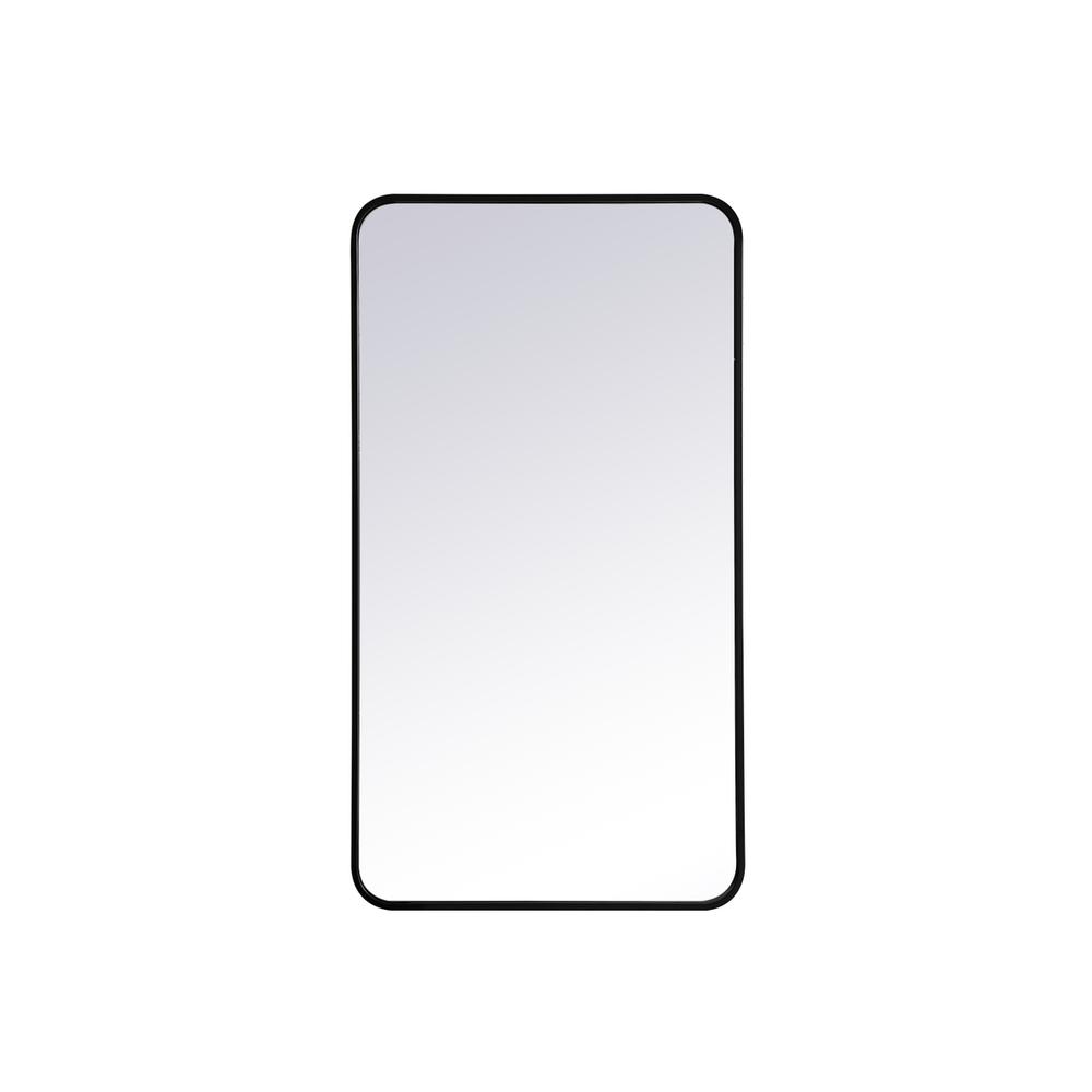 Back. Elegant Decor - Soft corner metal rectangular mirror 22x40 inch in Black - Black.