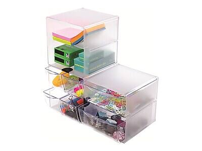 Alt View 3. Deflecto - Deflect-O Cube 2 Compartment Stackable Plastic Compartment Storage, Clear (350701) - Clear.