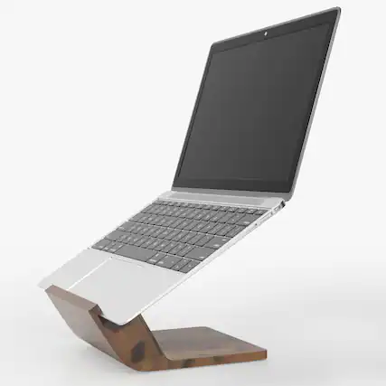 Front. HongFei - Wooden Laptop Stand, Ergonomic Computer Stand for Desk, Portable Laptop Riser, Notebook Stand Holder for Laptops - Walnut.