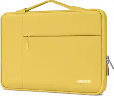Front. mosiso - 13.3-inch Slim Laptop Sleeve with Handle, Shock-Resistant Bubble Foam, Two Exterior Pockets - Yellow.