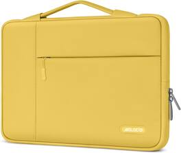 mosiso - 13.3-inch Slim Laptop Sleeve with Handle, Shock-Resistant Bubble Foam, Two Exterior Pockets - Yellow