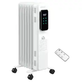 Homcom - 24.75" Electric Space Heater with 3 Modes, 161 Sq. Ft. Freestanding Heater with Timer and Remote, 1500 W - White