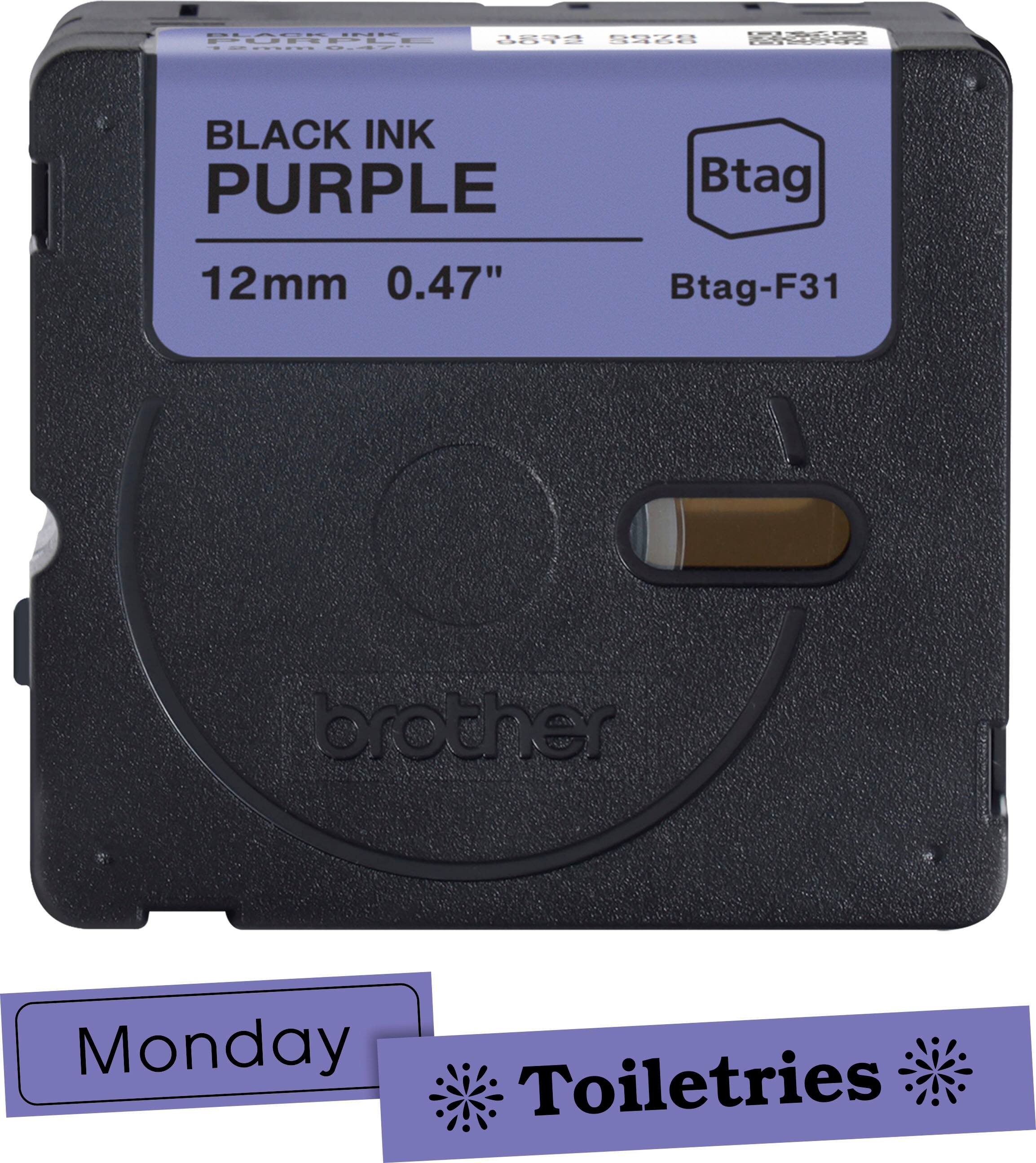 Monday Toiletries: Black Ink Purple 12mm 0.47" Btag-F31 Brother