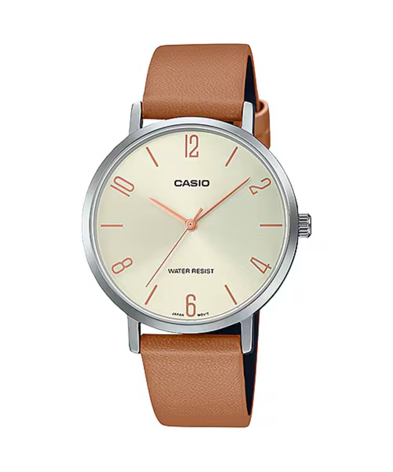 Casio - Women’s Beige Dial Leather Strap Watch - Casio LTP‑VT01L‑5BUDF - Brown price history on PriceWatchPro