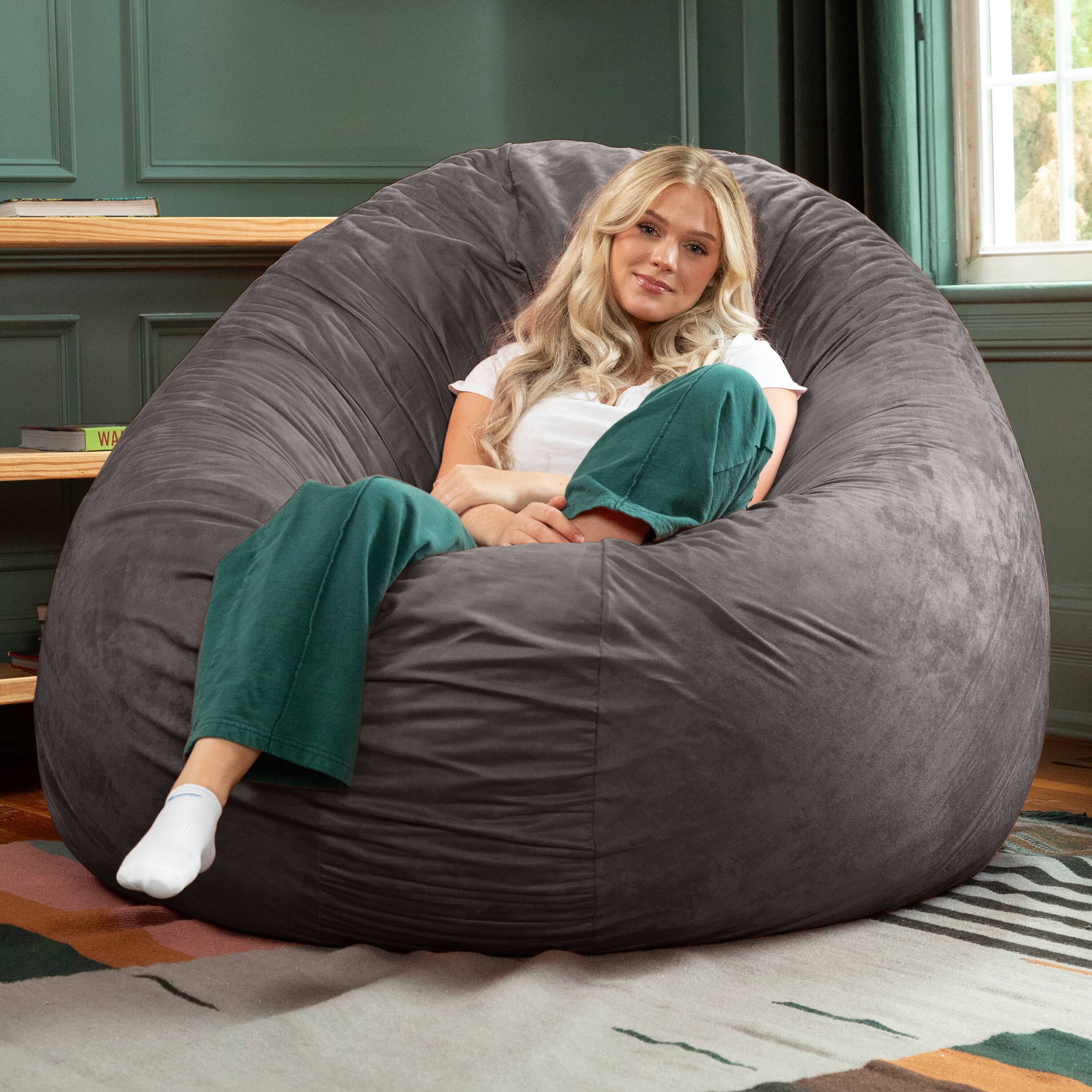 Back. Jaxx - Jaxx 6 Foot Cocoon - 2-in-1 Convertible Bean Bag Bed & Large Bean Bag Chair for Adults, Charcoal - Charcoal.