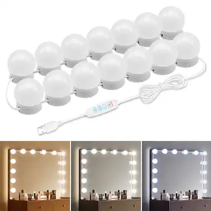 Front. Comfort Essence - Led Vanity Mirror Lights With 14 Dimmable Bulbs 3000k 4500k 6500k 10 Brightness Levels Adjustable Plug In... - 14 Bulbs.