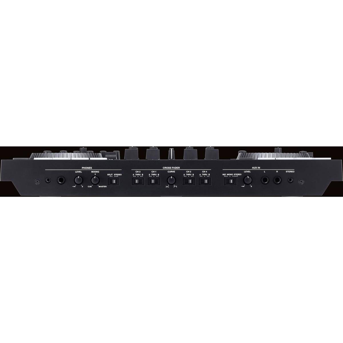 PHONES   AUX IN   CROSS FADER   AUX IN   LEVEL   SPLIT STEREO   THRU A   THRU B   MIC MONO STEREO   LEVEL   MASTER