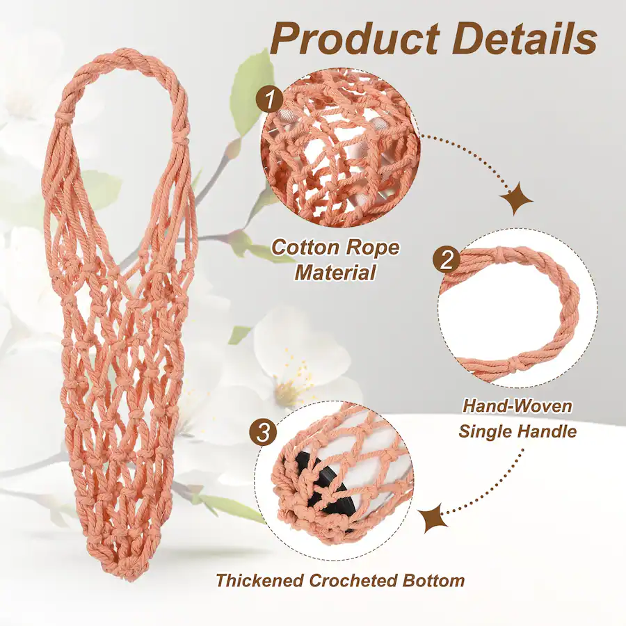 Chair And Knot Rope Unique Bargains 2pcs Crochet Water Bottle Carrier Bag, Handwoven Cotton ...
