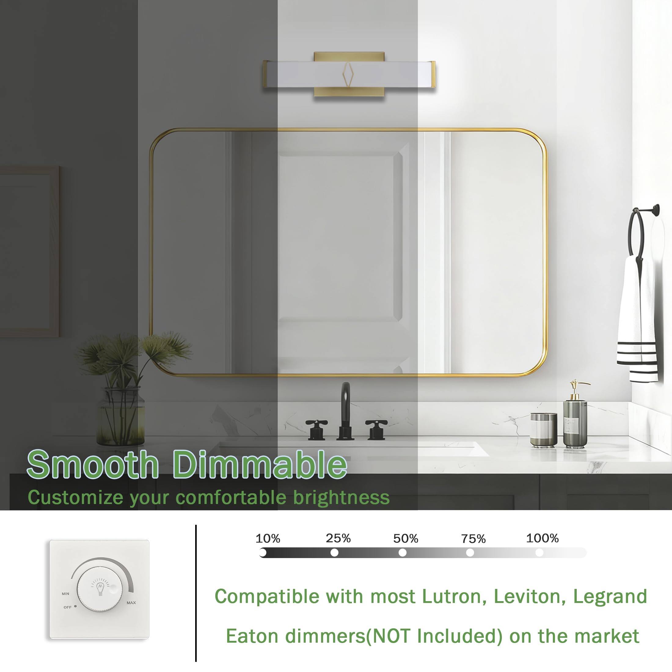 Smooth Dimmable  
Customize your comfortable brightness  

10% 25% 50% 75% 100%  

Compatible with most Lutron, Leviton, Legrand Eaton dimmers (NOT Included) on the market