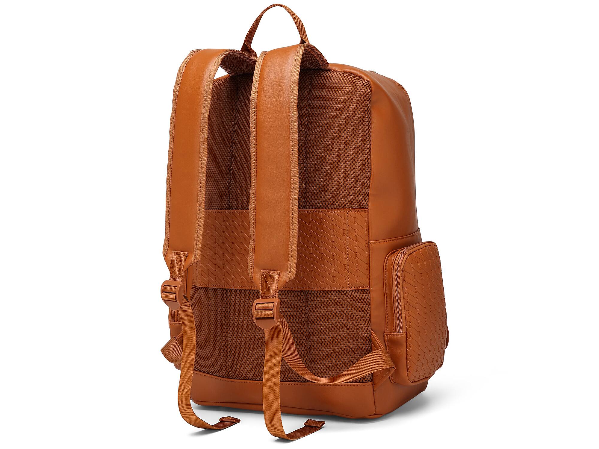 Back. Elle - ELLE Leisure Luxe 27L Vegan Leather Backpack - Brown - Brown.