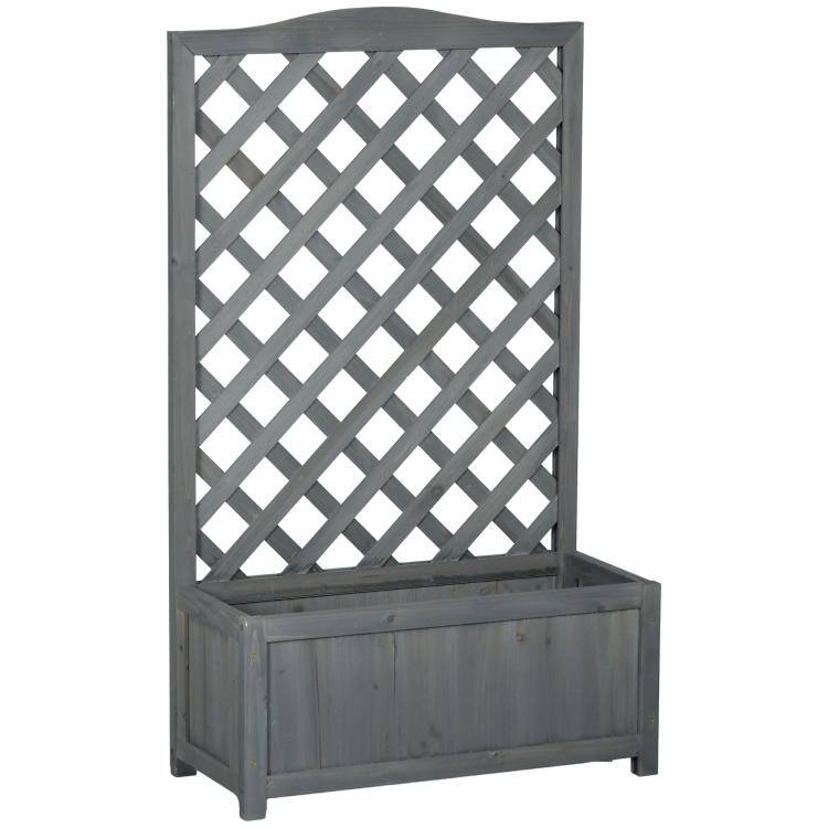 Alt View 10. PULUZ - 46 inch Wooden Planter with Trellis, Raised Garden Bed to Grow Vegetables, Herbs, Flowers for Backyard, Patio - Gray.
