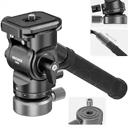 Neewer - Fluid Head Tripod with Leveling Base - Metal Pan/Tilt Head with Quick Release Plate for DSLR & Video Cameras - Black