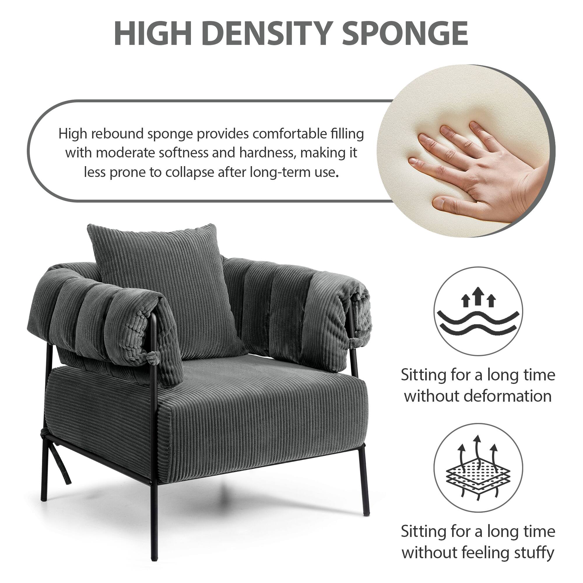 HIGH DENSITY SPONGE

High rebound sponge provides comfortable filling with moderate softness and hardness, making it less prone to collapse after long-term use.

Sitting for a long time without deformation

Sitting for a long time without feeling stuffy