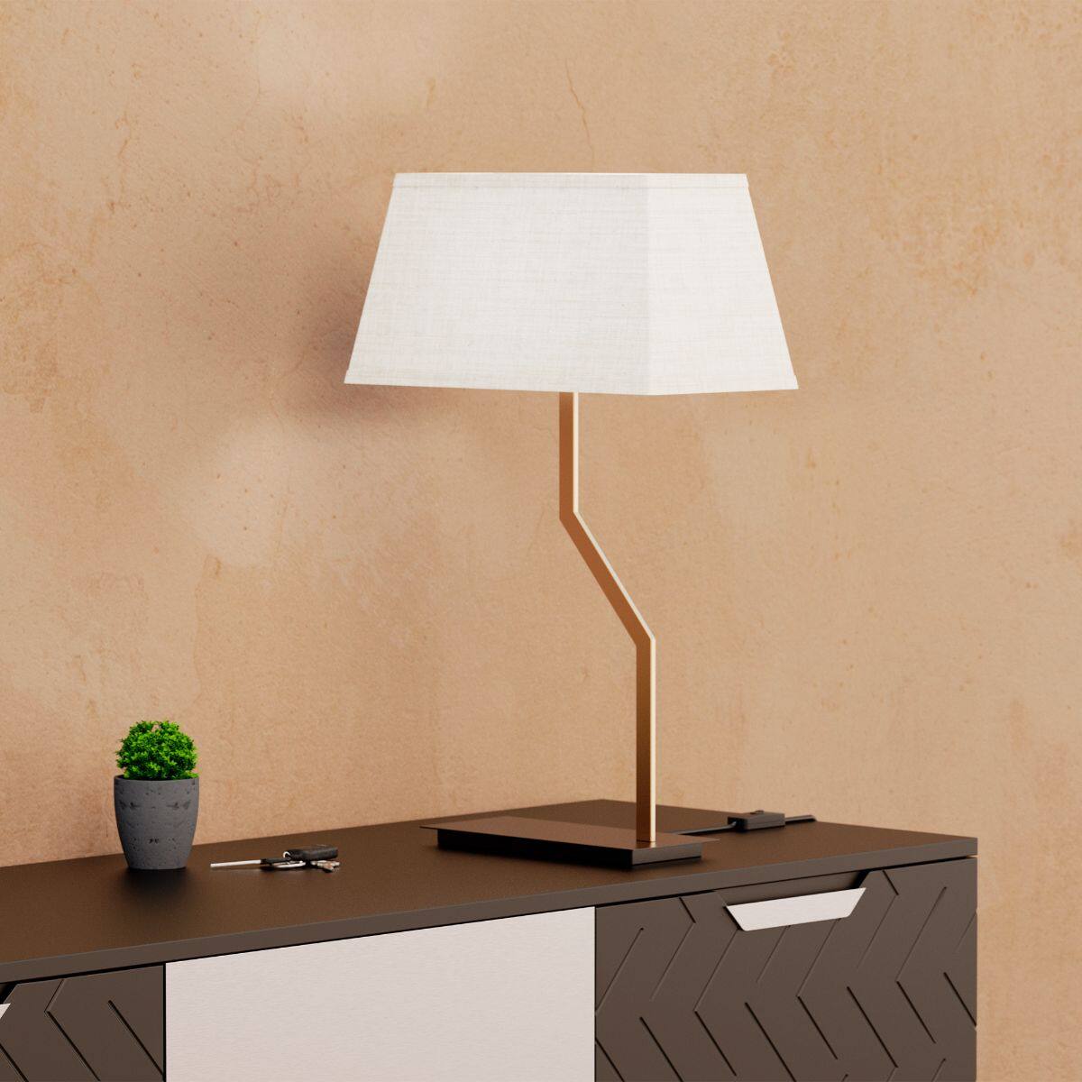 Alt View 2. Infibrite - Angled Brass 25 Inch Table Lamp with Textured Shade, E26 Bulb Compatible - White.