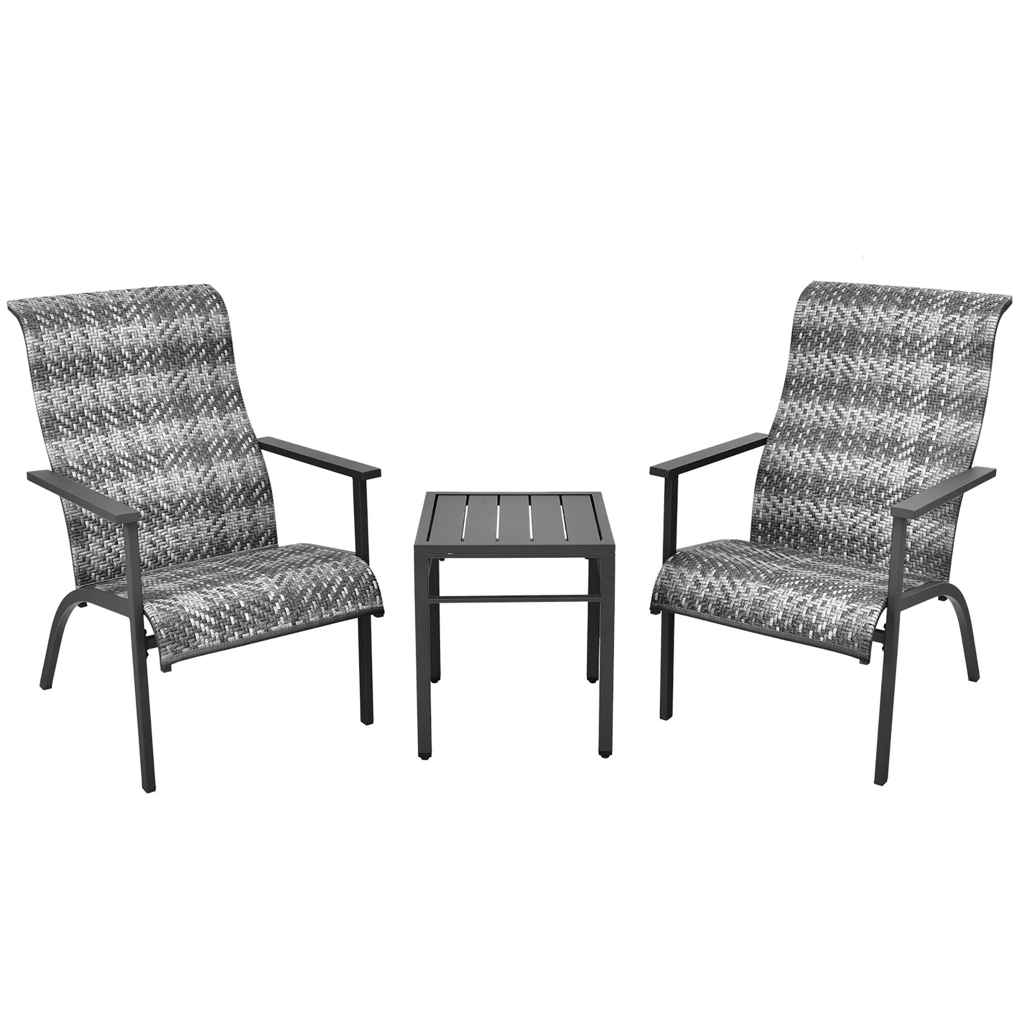 Alt View 9. Costway - Costway 3 PCS Patio Rattan Bistro Set High Backrest Armrest SideTable - Mix gray.