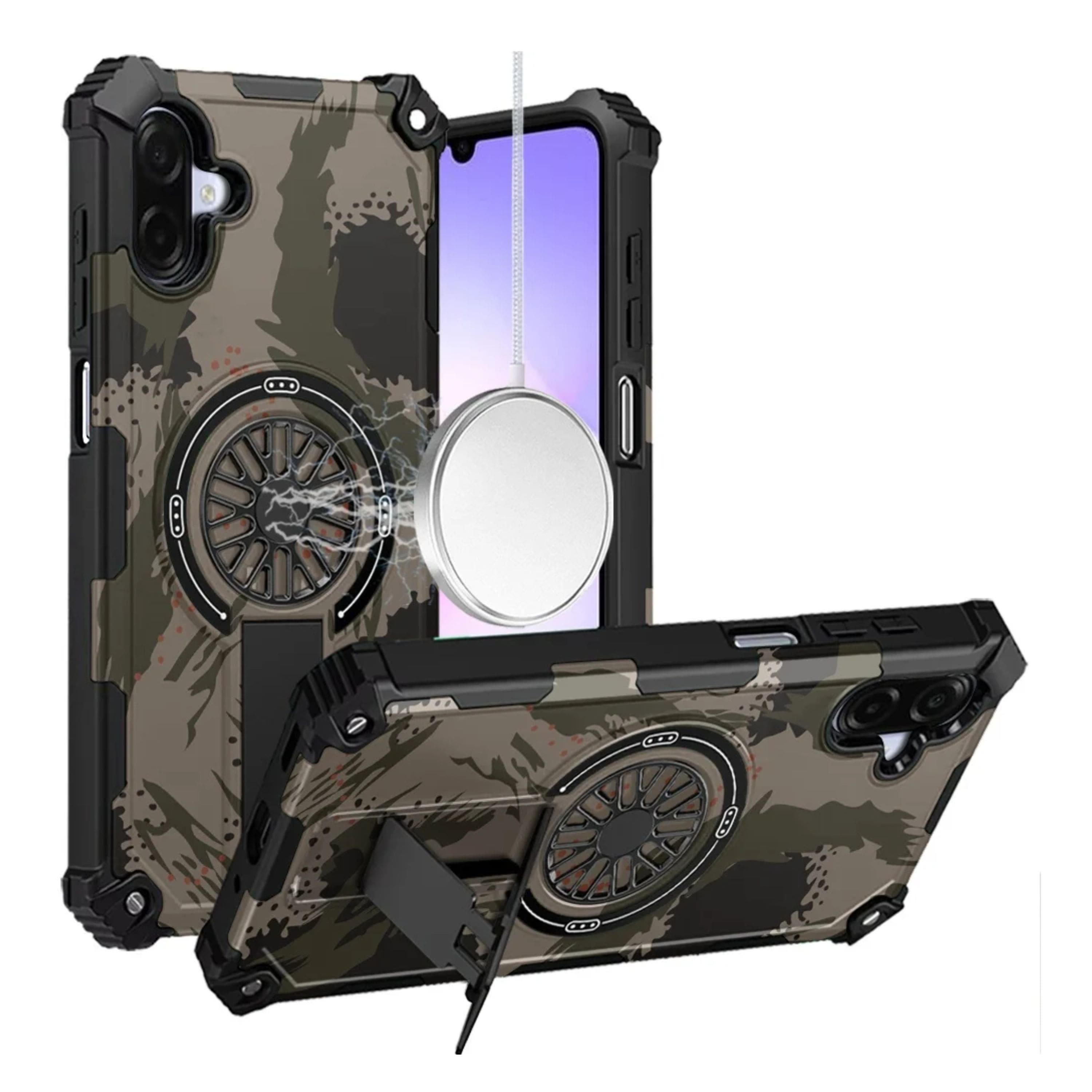 Kitcheniva - Shockproof Rugged Magnetic Circle Stand Phone Case With Tempered Glass For Samsung Galaxy A07 - Multicolor price history on PriceWatchPro