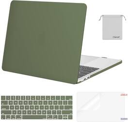 mosiso - MacBook Pro 13" hard shell case with keyboard skins, screen protector and storage bag - Army Green