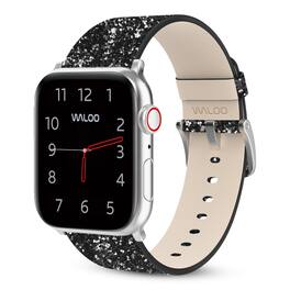 Waloo - Leather Bling Replacement Band for Apple Watch - 44/45/46/49mm - Black