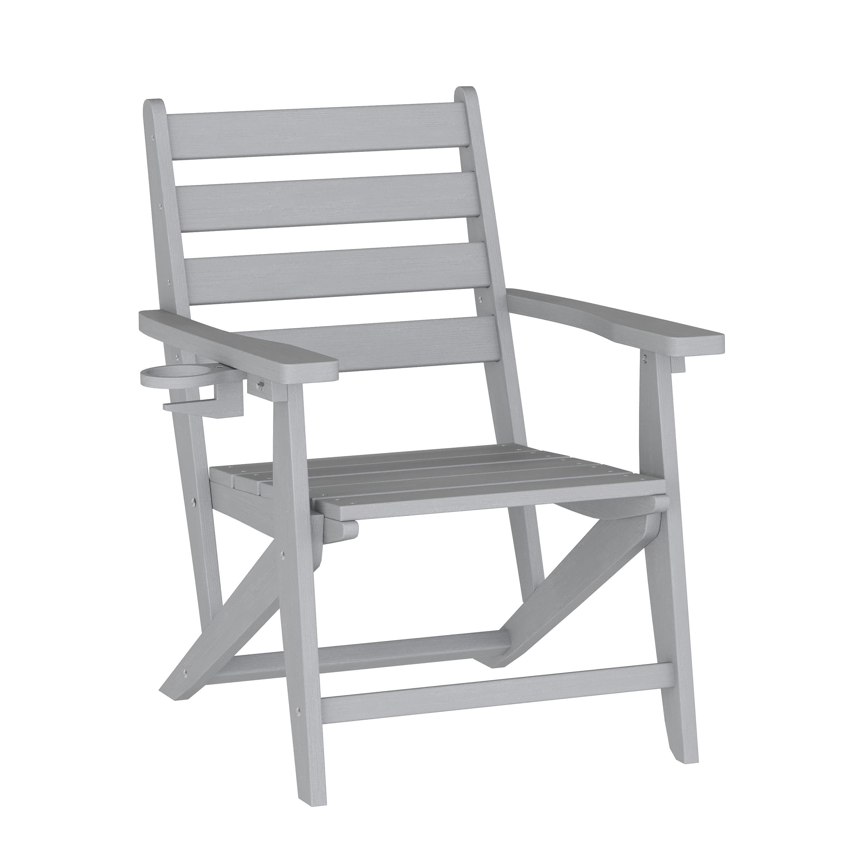 Emma + Oliver - Arcata Adirondack Dining Chair with Fold Out Cup Holder, Weather Resistant Recycled HDPE Adirondack Chair - Gray price history on PriceWatchPro