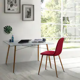 Teamson Home - Minimalist Glass Top Dining Table with Wood Base, Natural - Brown