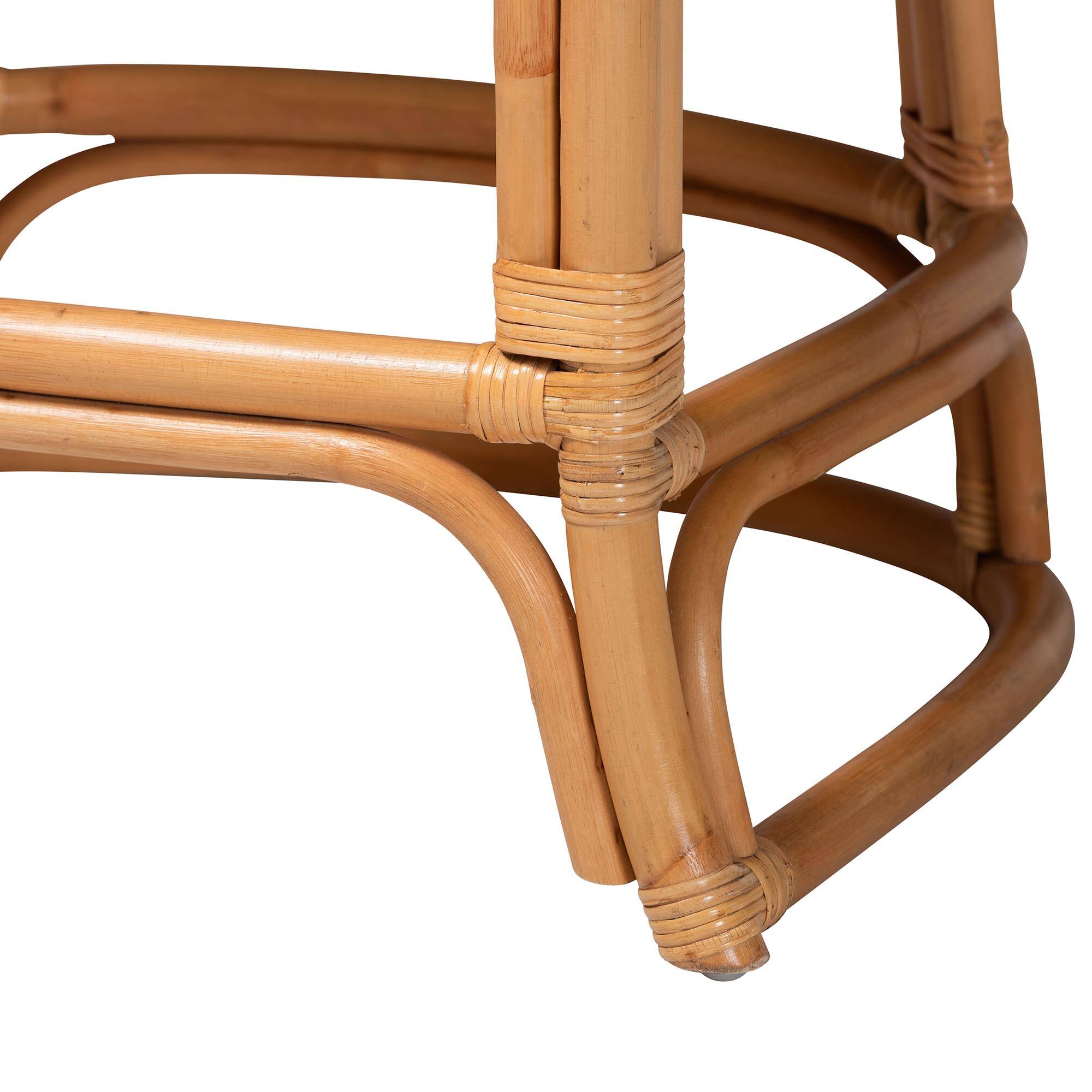 Alt View 2. bali & pari - Veneto Natural Rattan Counter Stool with Scalloped Back - Light Honey/Dark Brown.