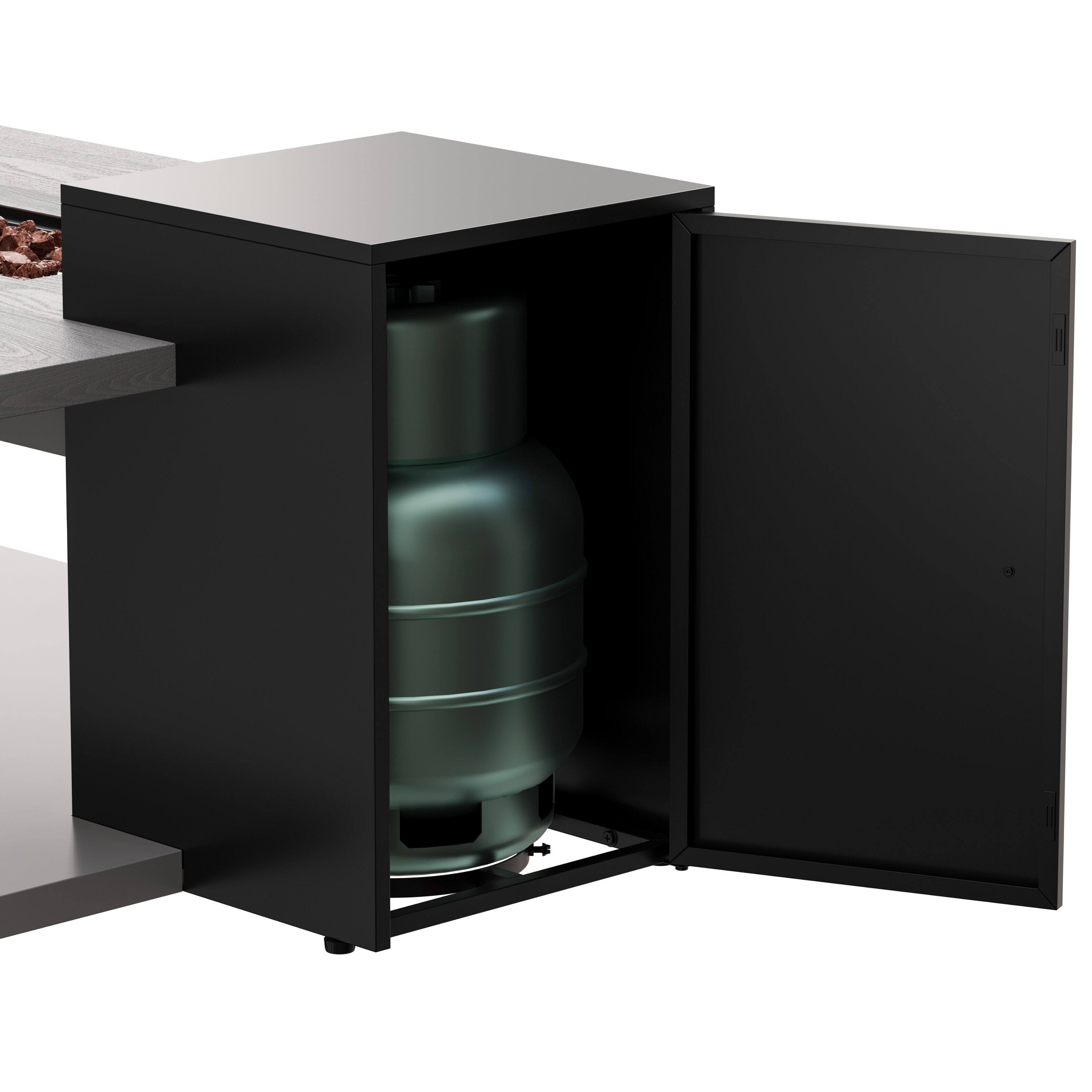 Alt View 4. Famapy - 60,000 BTU Outdoor Propane Fire Pit Table with Hidden Tank Storage, Weather Cover and Storage Cabinet - Black & Gray.