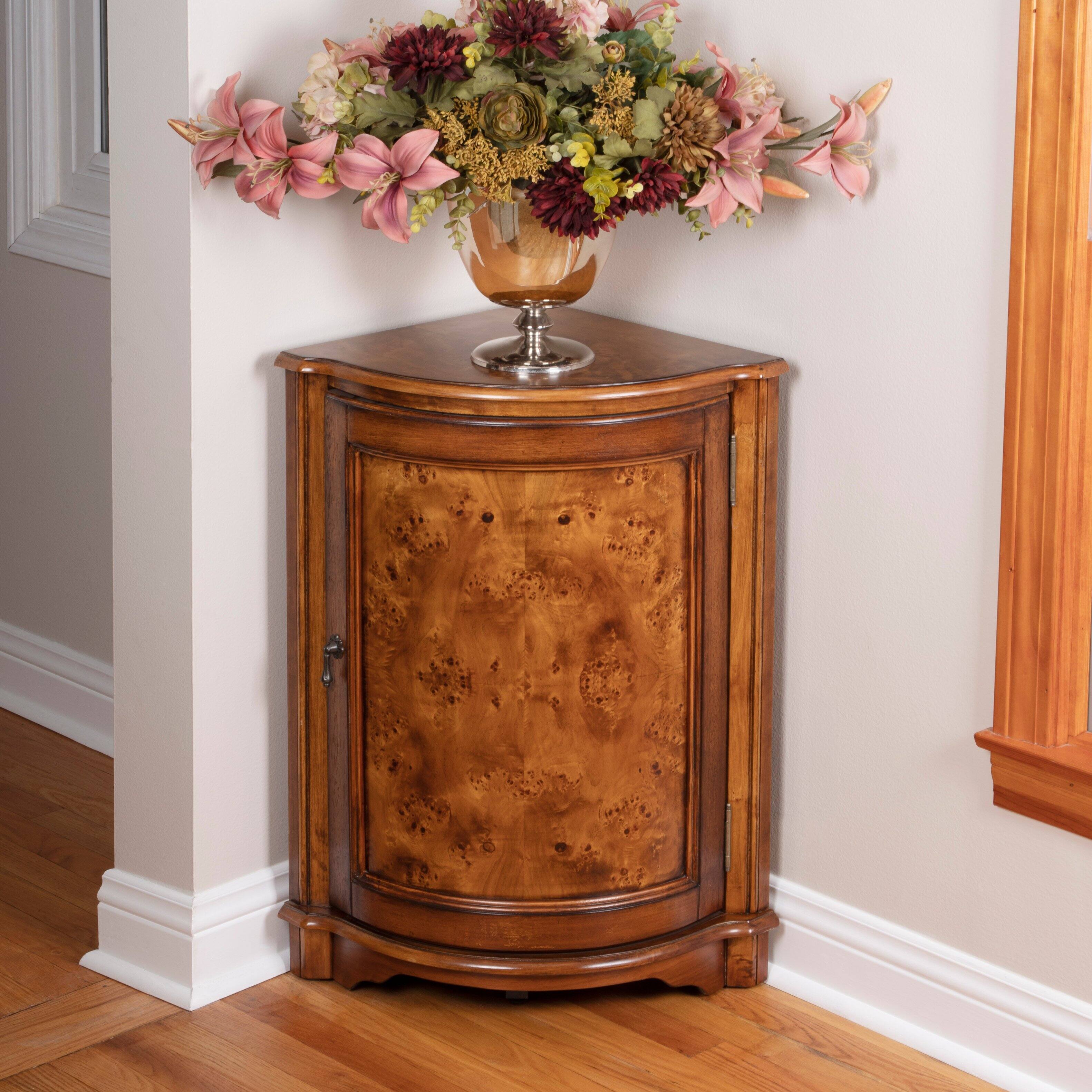 Alt View 7. Butler Specialty - Durham 22.75 in. W Triangular Wood 1 Door Corner Cabinet - Medium Brown.