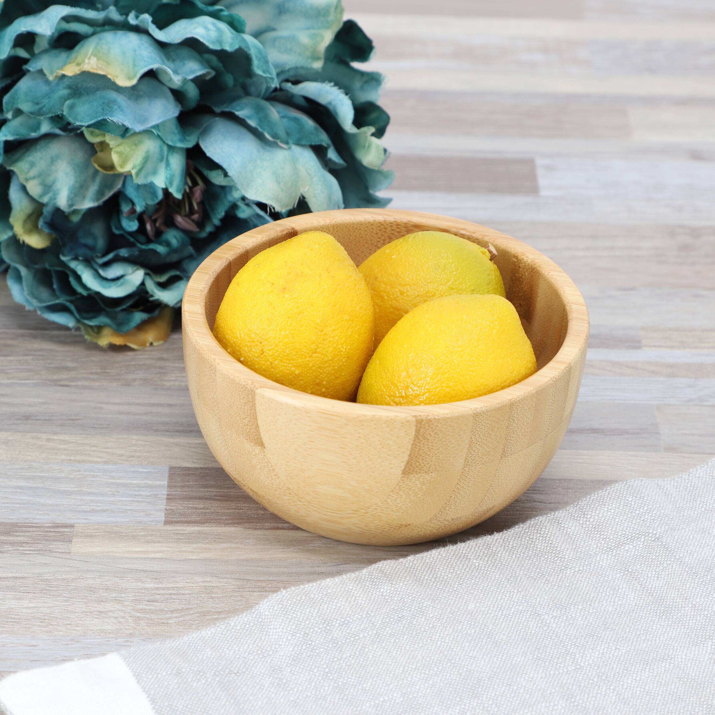 Alt View 4. MegaChef - MegaChef 4 Piece 4.75 Inch Bamboo Wood Salad Bowl Set - Light Brown.