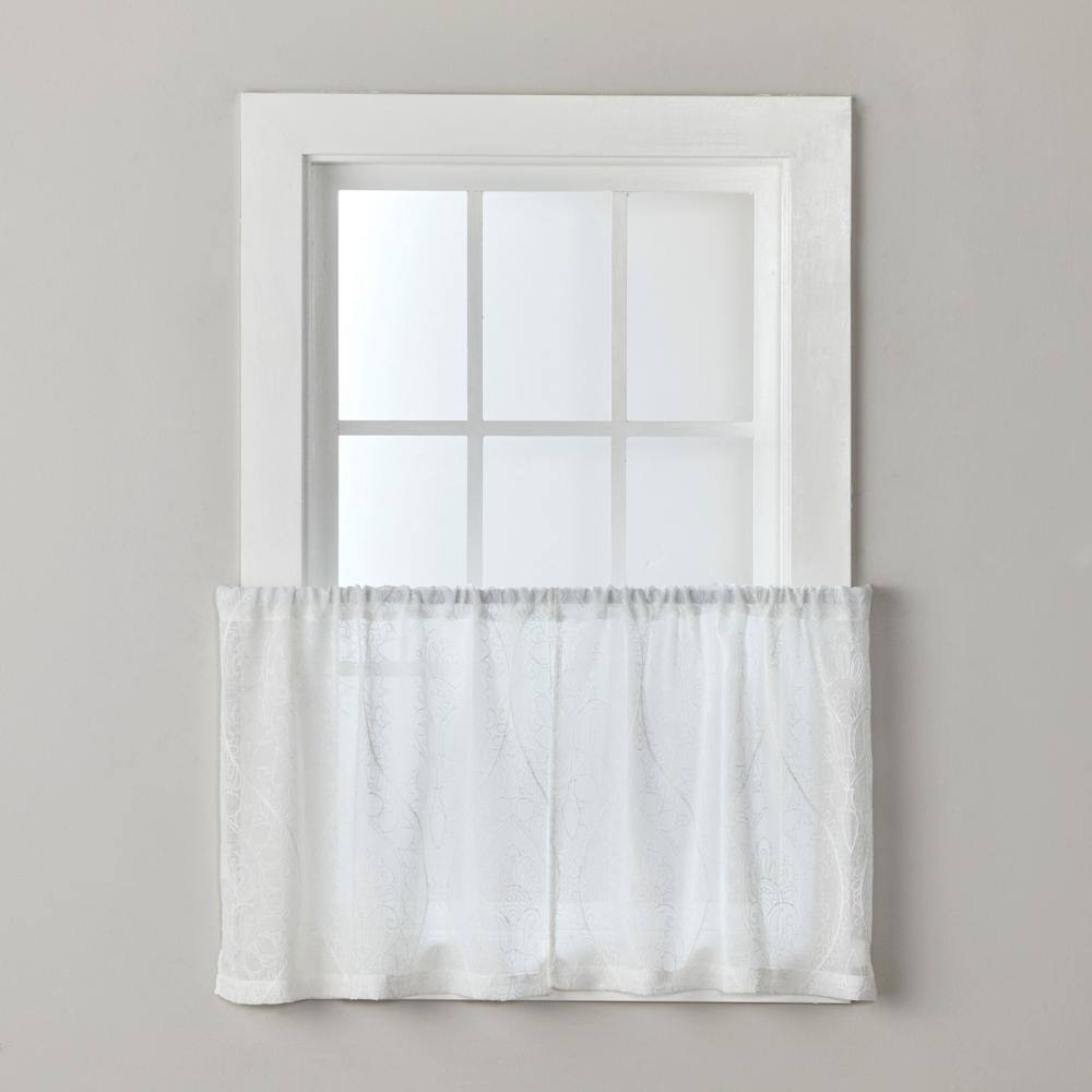 Front. SKL Home - SKL Home By Saturday Knight Ltd Isabella Lace Curtain Tier Pair - 2-Pack - 56" x 36" White - White.