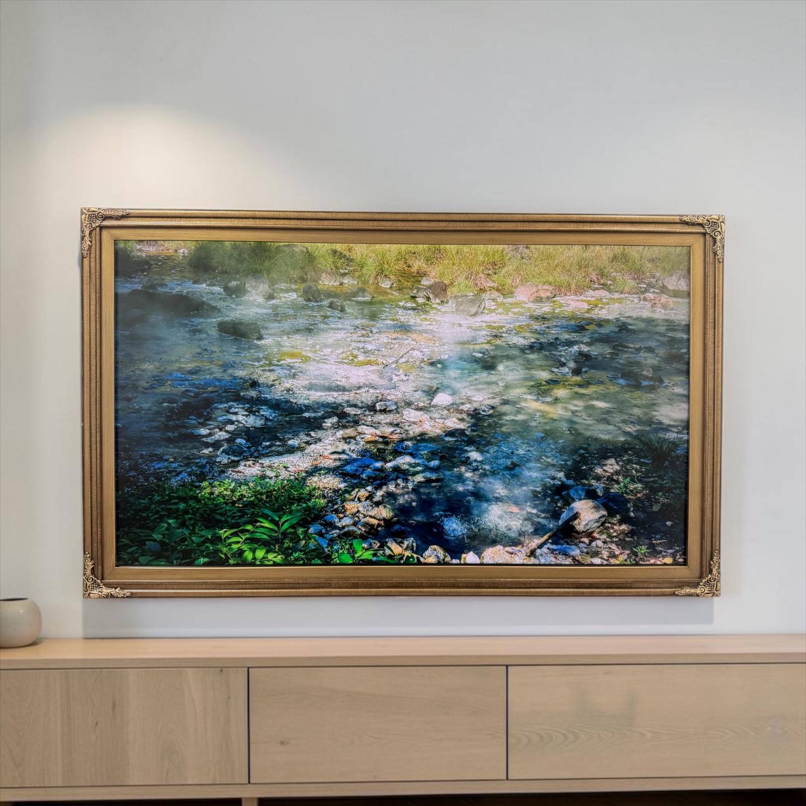 Alt View 10. LAREDO FRAME FACTORY - 55 inch Hisense Canvas TV Frame, Canvas TV by Hisense - BRUSHED GOLD.