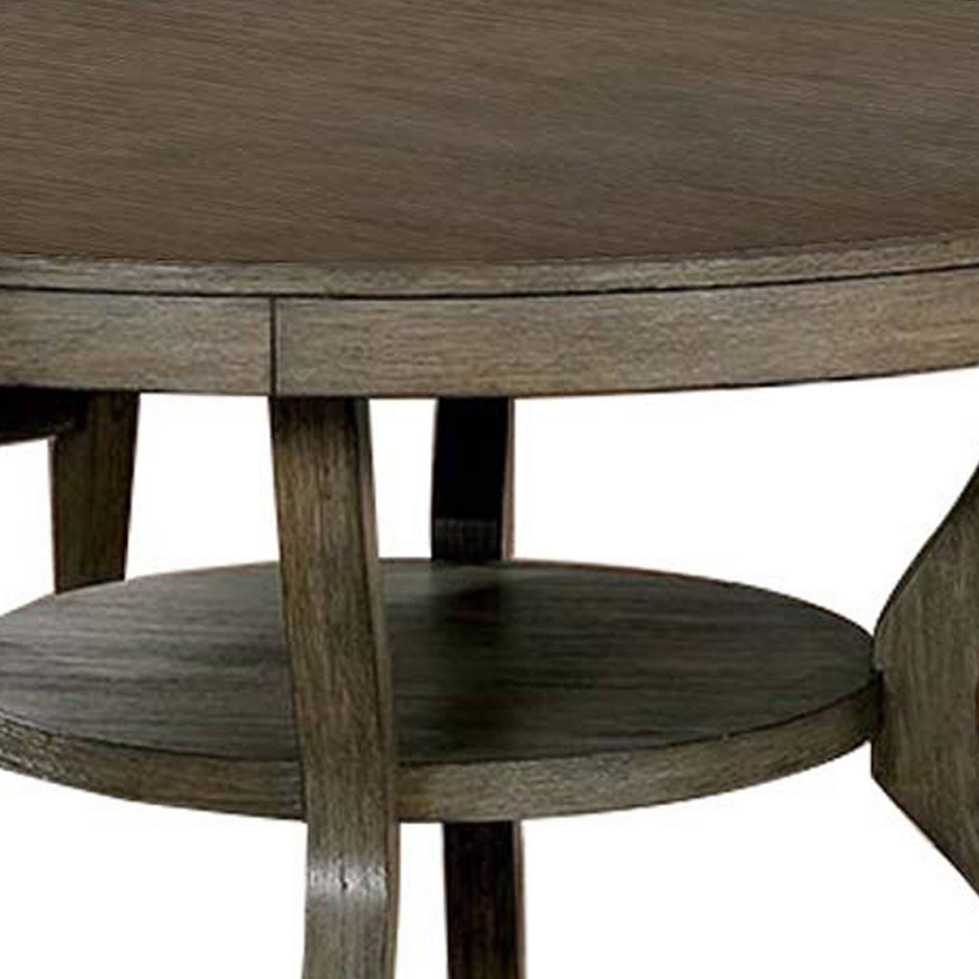 Alt View 2. Manhattan Lane - 48 Inch Wooden Round Dining Table with Angled Legs, Brown - Gray.