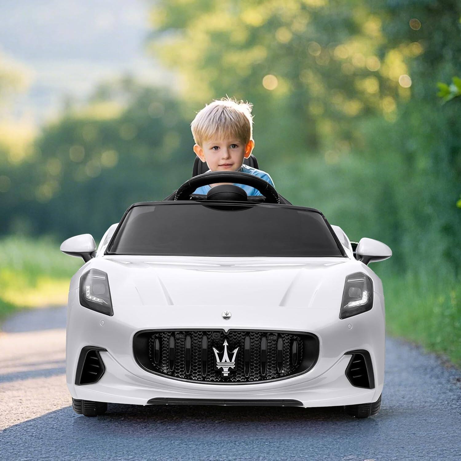 Alt View 4. Homhougo - 12V Licensed Maserati GranCabrio Kids Ride On Car with Remote - White.