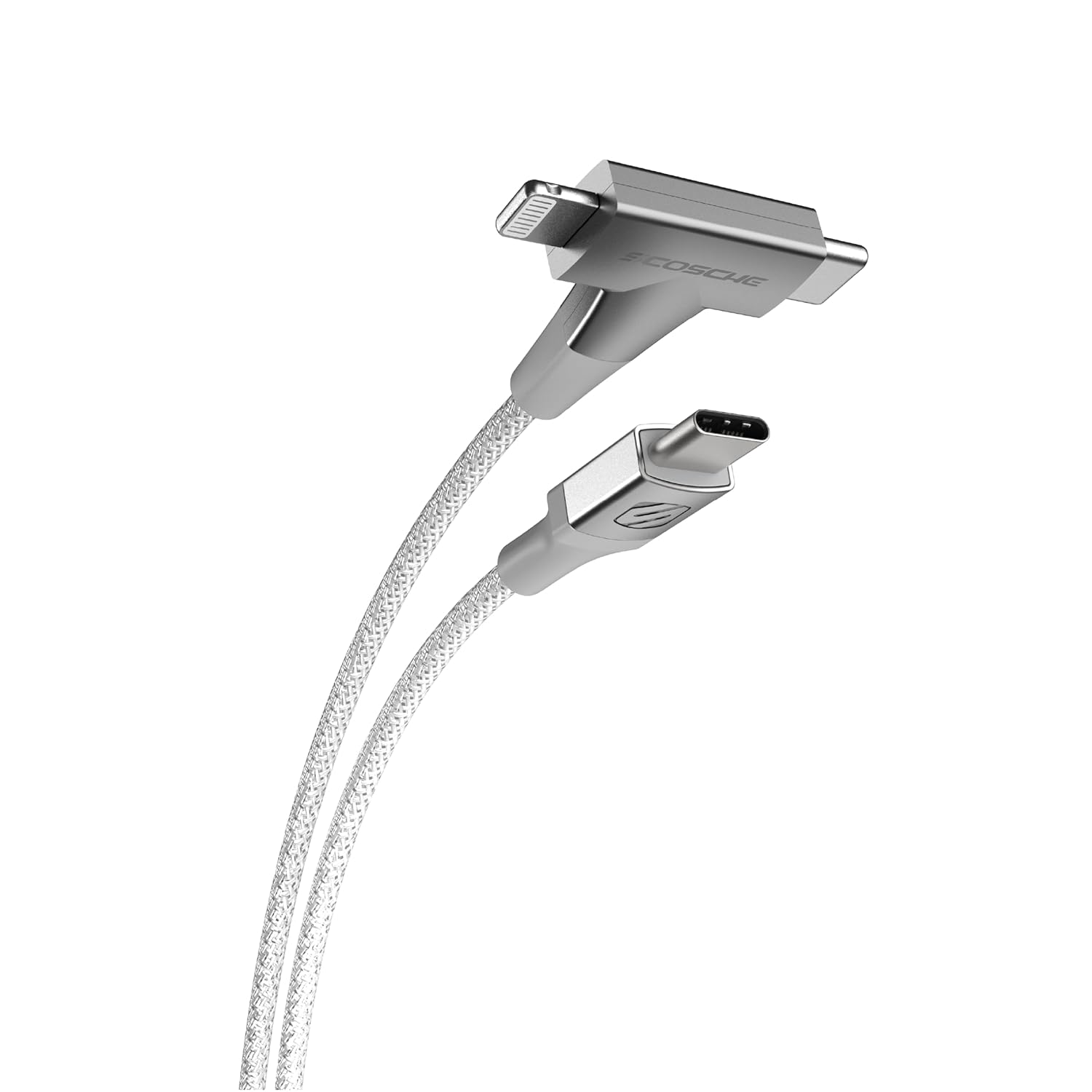Front. Scosche - Scosche CCi4B4TWT-SP 2-in-1 Universal Charger, 4ft Braided Cell Phone Cable, USB-C to USB-C/Lightning Dual Connectors, M - White.