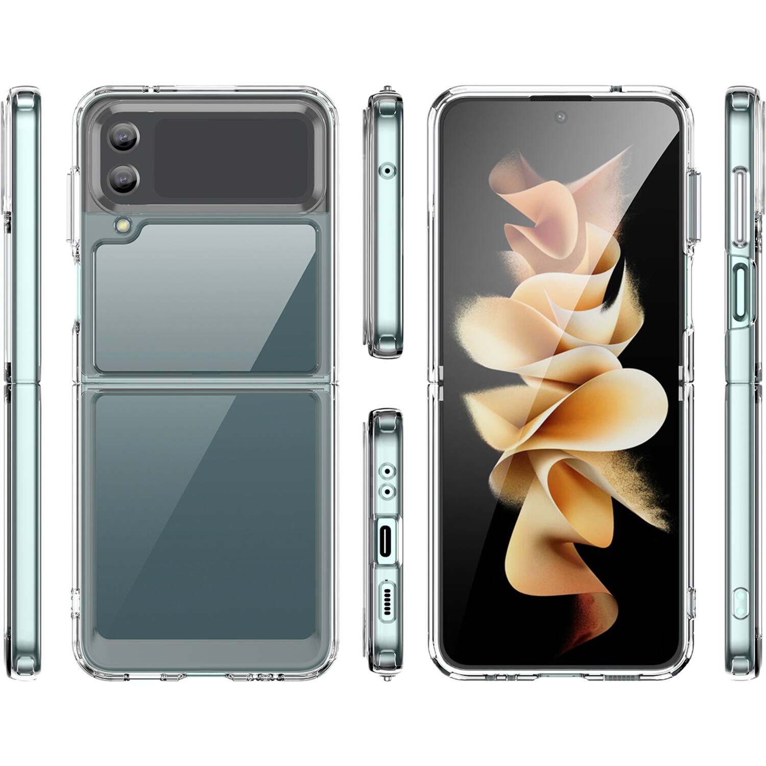 Alt View 12. SaharaCase - Hybrid-Flex Hard Shell Case for Samsung Galaxy Z Flip4 - Clear.