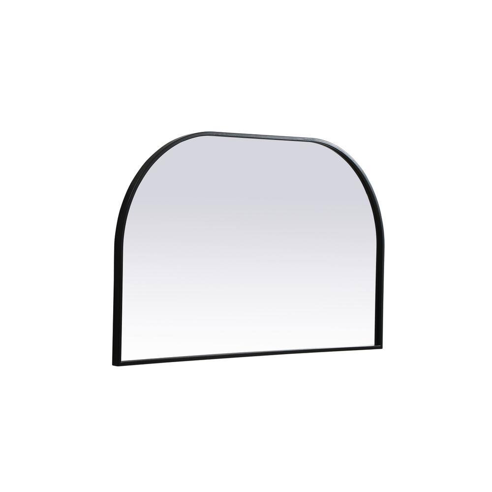 Left. Elegant Decor - Metal Frame Arch Mirror 39x24 Inch in Black - Black.