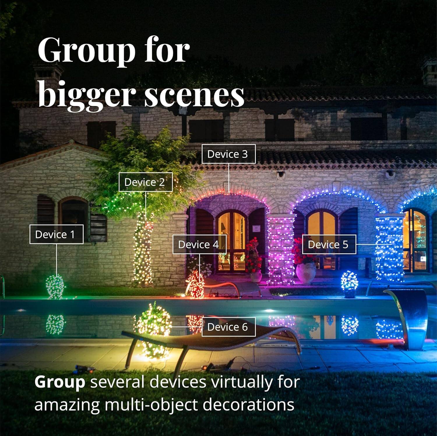 Group for bigger scenes Device 1 Device 2 Device 3 Device 4 Device 5 Device 6 Group several devices virtually for amazing multi-object decorations