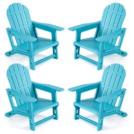 Costway - 4 PCS Adirondack Chair in HDPE with Ergonomic Design, Suitable for Porch, Deck - Turquoise