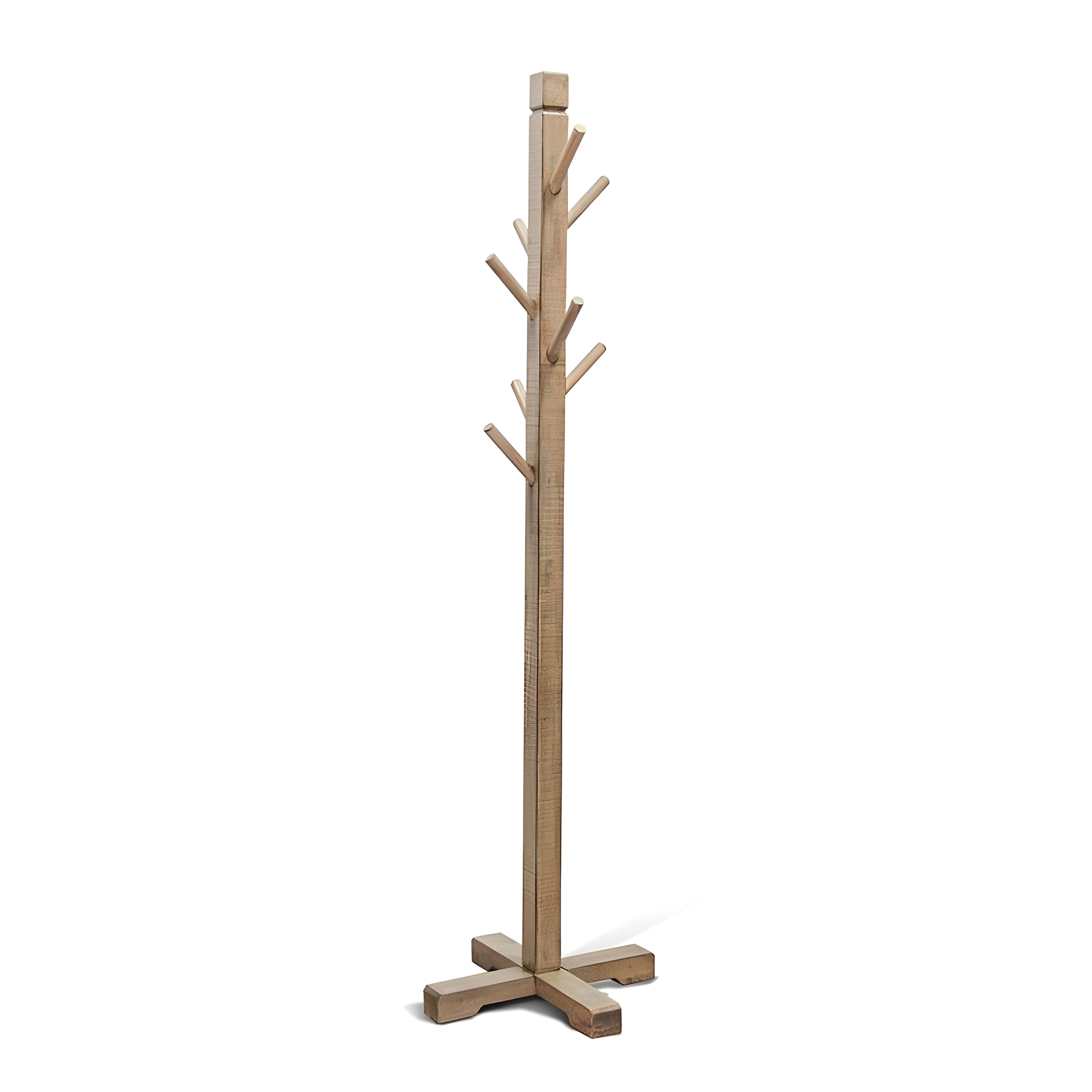 Left. Manhattan Lane - Rena Coat, Hat Tree Stand, 8 Wood Stems, 72 Inch Mahogany Wood - Pebble Brown.