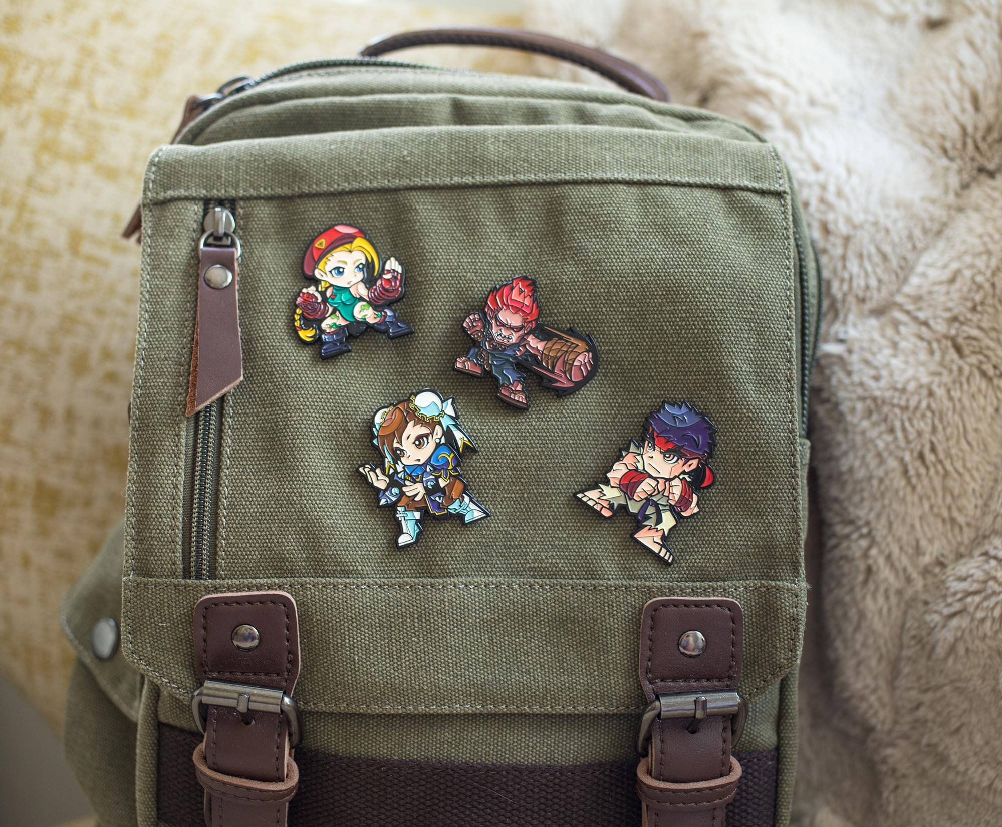 Alt View 3. Toynk - Street Fighter Characters 4-Piece Enamel Pin Set | Toynk Exclusive - Yellow.