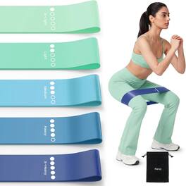 Core Tech - 5-Pack Resistance Loop Bands Set for Strength Training, Yoga, Pilates and Physical Therapy - Multicolor