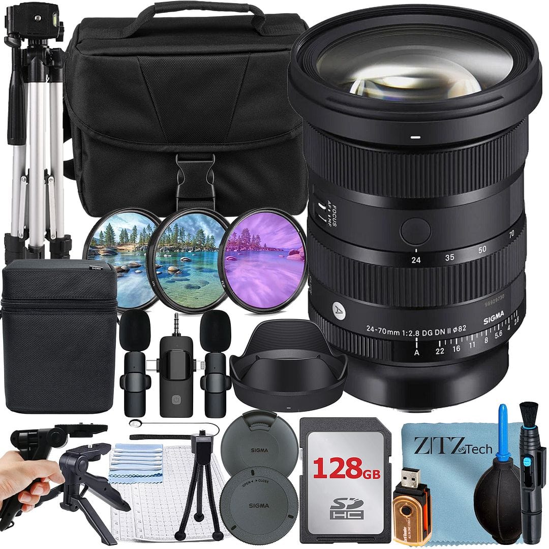 Bundle - Sigma - 24-70mm F2.8 DG DN II Art Lens for Sony E-Mount + 128GB Memory Card + Lavalier Microphone + ZeeTech - Black price history on PriceWatchPro
