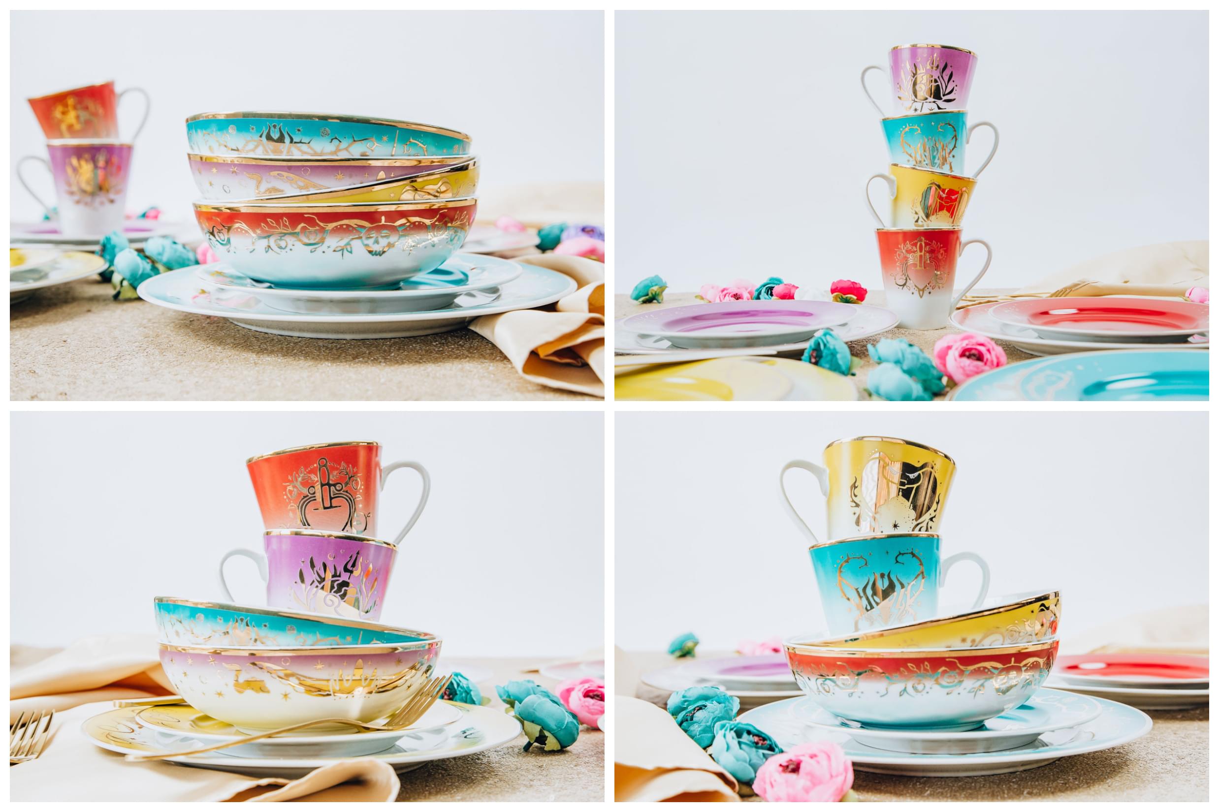 Alt View 3. Ukonic - Disney Villains 16-Piece Dinnerware Set | Maleficent, Evil Queen, Jafar, Ursula - Multi-Color.